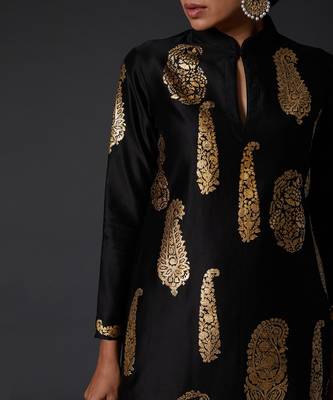 Black Block Printed Kurta Set 3