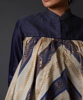 Indigo Blue Block Printed Tunic Set 3