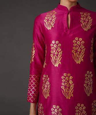 Fuchsia Block Printed Kurta Set 3