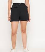 Black plain cotton shorts