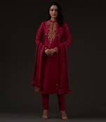 Pink Embroidered Straight Kurta Set