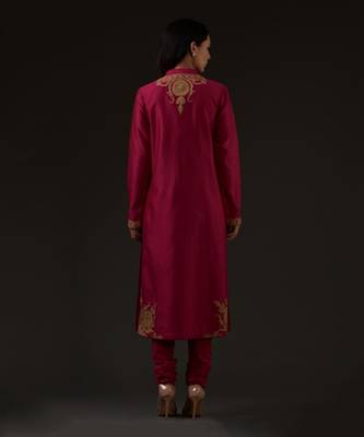 Pink Embroidered Straight Kurta Set 2