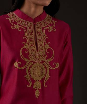 Pink Embroidered Straight Kurta Set 4