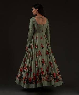 Green Printed Anarkali Set 2