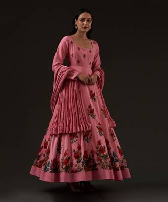 Pink Printed Anarkali Set 1