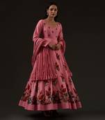 Pink Printed Anarkali Set
