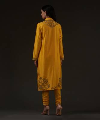 Yellow Embroidered Straight Kurta Set 2