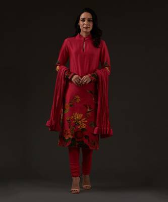Pink Printed Straight Kurta Set 1