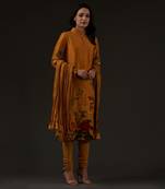 Mustard Printed Straight Kurta Set