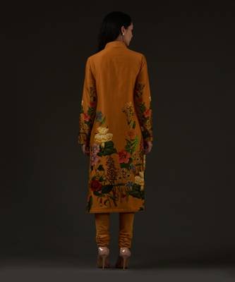 Mustard Printed Straight Kurta Set 2