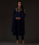 Blue Embroidered Straight Kurta Set