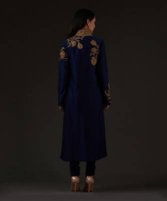Blue Embroidered Straight Kurta Set 2