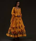 Yellow Printed Anarkali Set
