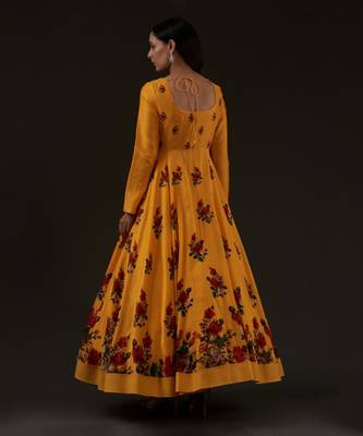 Yellow Printed Anarkali Set 2