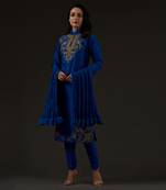 Blue Embroidered Straight Kurta Set