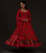 Ruby Red Printed Anarkali Set