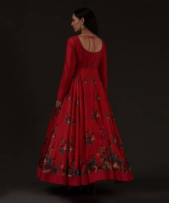 Ruby Red Printed Anarkali Set 2
