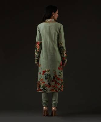 Dusty Green Embroidered Straight Kurta Set 2