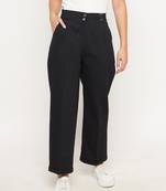 Black plain cotton trousers