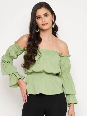 Green plain polyester party-tops 1