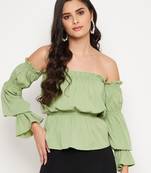 Green plain polyester party-tops