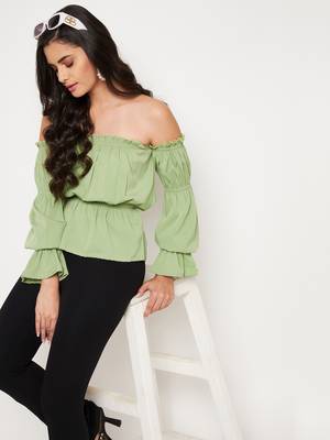 Green plain polyester party-tops 2
