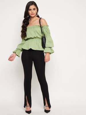 Green plain polyester party-tops 3