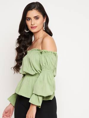 Green plain polyester party-tops 4