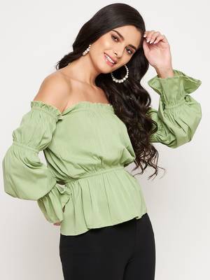 Green plain polyester party-tops 5