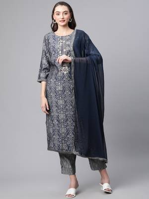 Blue zardosi chanderi silk salwar 1
