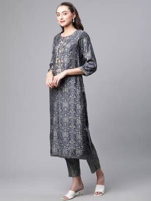 Blue zardosi chanderi silk salwar 3