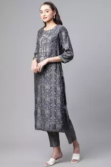 Blue zardosi chanderi silk salwar