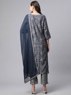 Blue zardosi chanderi silk salwar 4