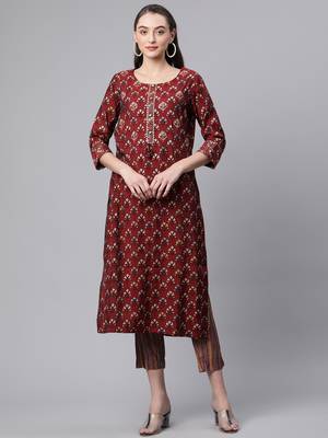 Maroon zari chanderi silk salwar 1