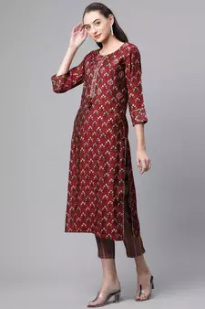 Maroon zari chanderi silk salwar