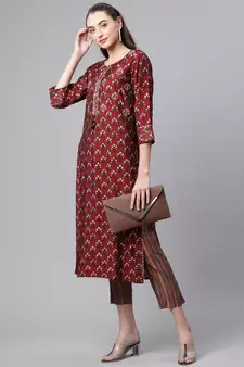 Maroon zari chanderi silk salwar