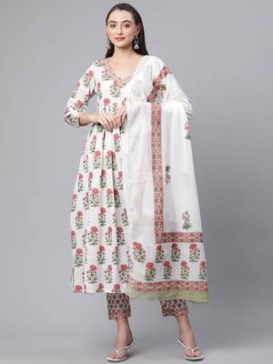 White sequins pure cotton salwar 1