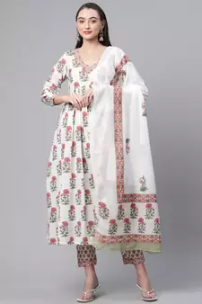 White sequins pure cotton salwar