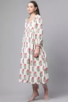 White sequins pure cotton salwar