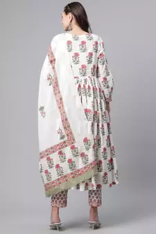 White sequins pure cotton salwar