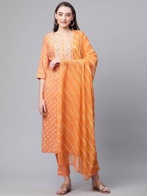 Orange thread chanderi silk salwar 1