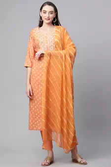 Orange thread chanderi silk salwar