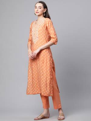Orange thread chanderi silk salwar 3