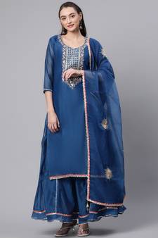 Blue gotta patti chanderi salwar