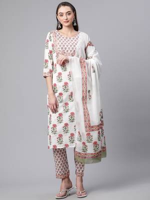White sequins pure cotton salwar 1