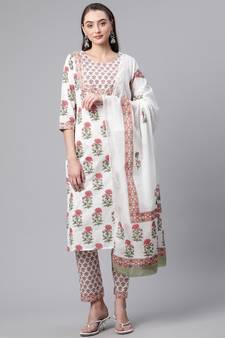 White sequins pure cotton salwar
