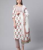 White sequins pure cotton salwar