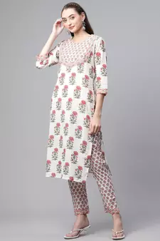 White sequins pure cotton salwar