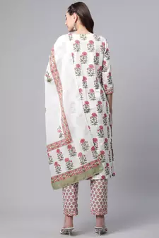 White sequins pure cotton salwar