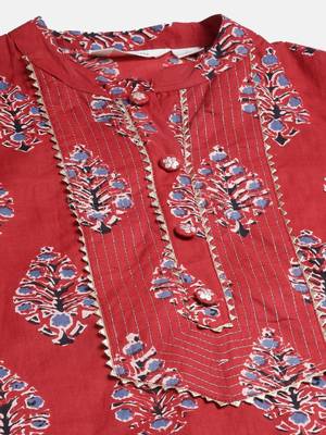 Maroon printed cotton ethnic-kurtis 2